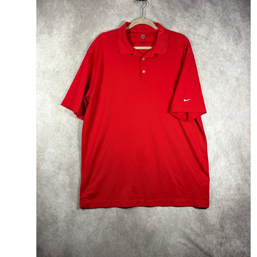 Nike Polo Shirt Mens XL Red Golf Dri-FIT Short Sleeve Performance Active Casual